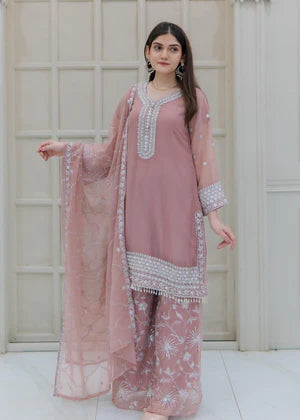Pastel Pink Embroidered Kurta Set – Safa Collections