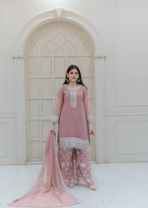 Pastel Pink Embroidered Kurta Set – Safa Collections