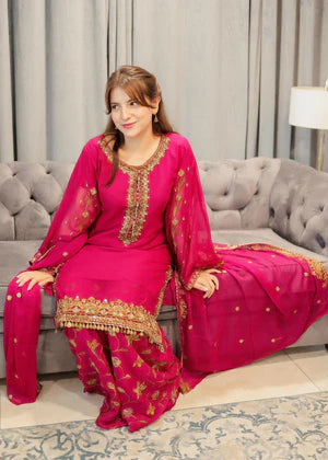 Hot Pink Tulip Lacha Suit