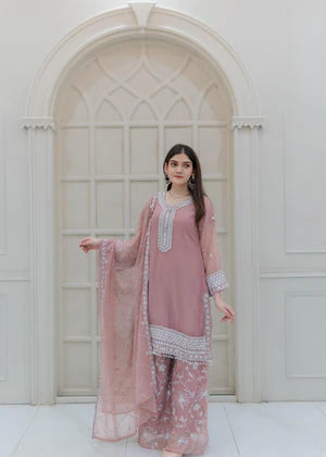 Pastel Pink Embroidered Kurta Set – Safa Collections